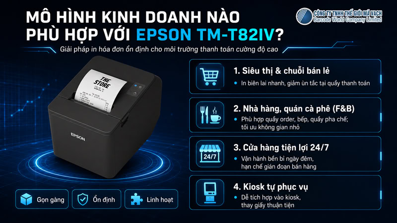 Mô hình phù hợp cho máy in bill nhiệt Epson TM-T82IV Mô hình phù hợp cho máy in bill nhiệt Epson TM-T82IV