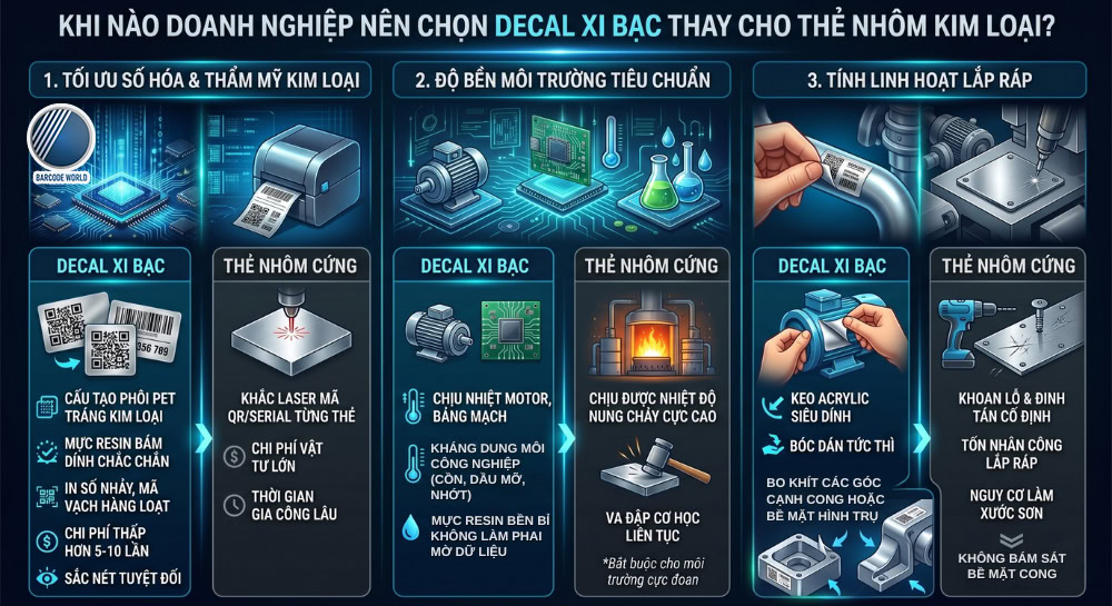 So sánh ưu điểm decal xi bạc và thẻ nhôm kim loại công nghiệp So sánh ưu điểm decal xi bạc và thẻ nhôm kim loại công nghiệp
