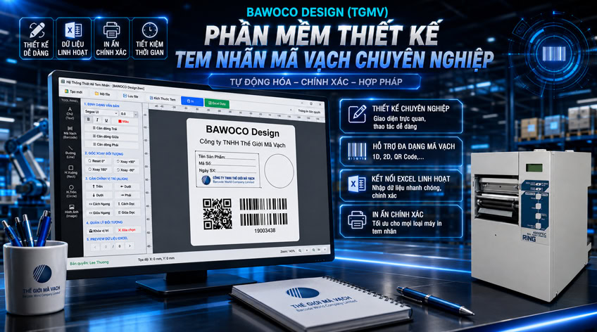 Phần mềm thiết kế tem nhãn mã vạch BAWOCO Design (TGMV)