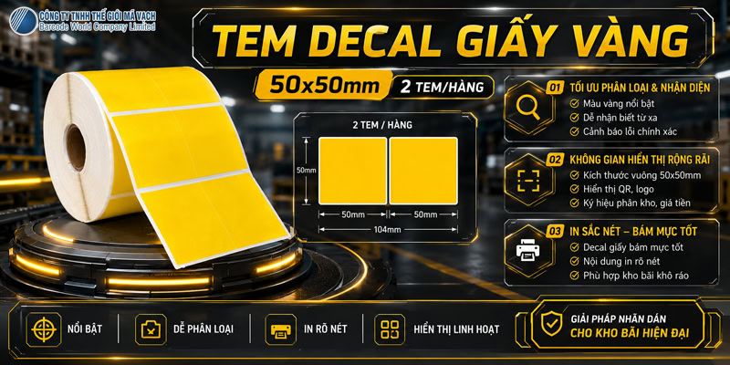 Tem giấy nhuộm vàng 50x50mmx2 tối ưu phân loại và nhận diện Tem giấy nhuộm vàng 50x50mmx2 tối ưu phân loại và nhận diện