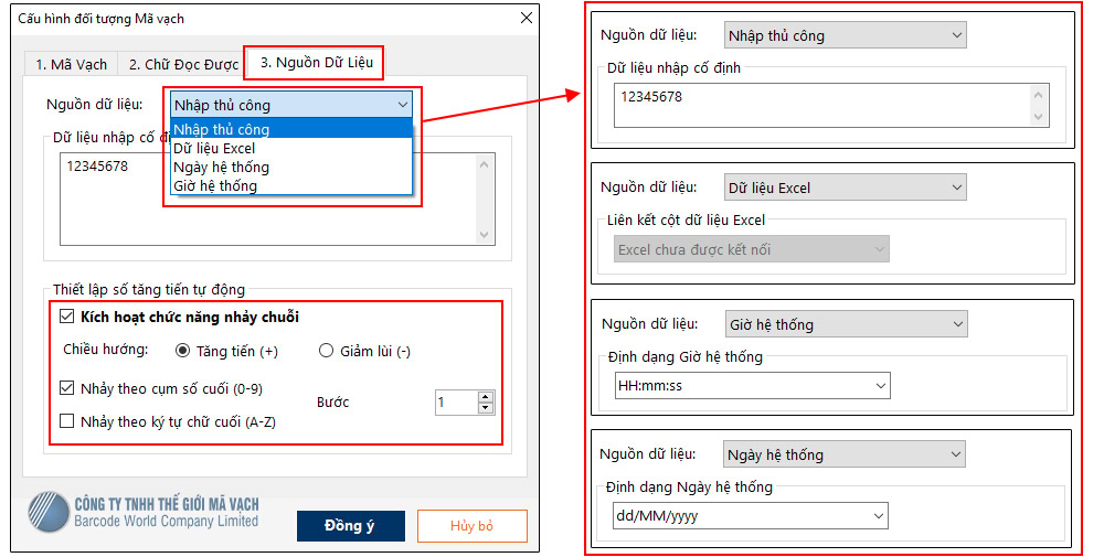 Cấu hình đối tượng mã vạch trong BAWOCO Design Cấu hình đối tượng mã vạch trong BAWOCO Design