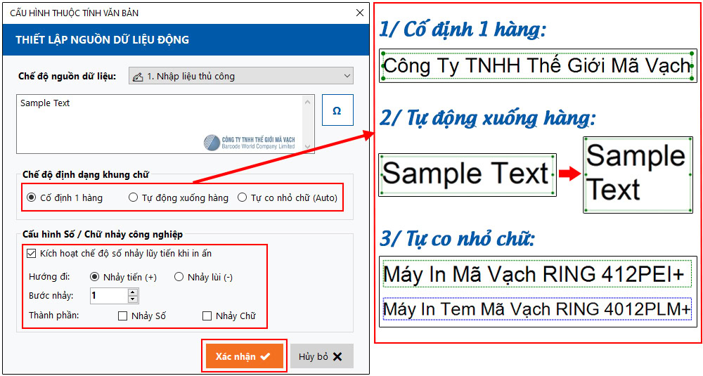 Cấu hình định dạng khung chữ, số/chữ nhảy (BAWOCO Design) Cấu hình định dạng khung chữ, số/chữ nhảy (BAWOCO Design)