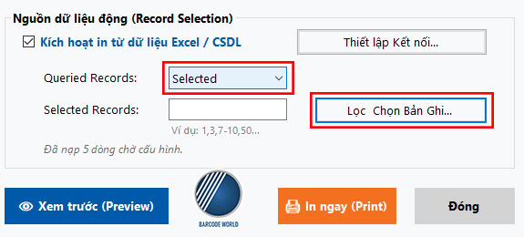 Chế độ lọc chọn bản ghi trên BAWOCO Design Chế độ lọc chọn bản ghi trên BAWOCO Design