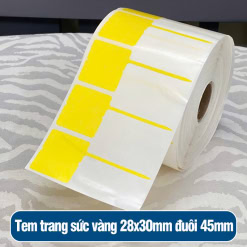 Tem trang sức vàng 28x30mm đuôi 40mm khử keo