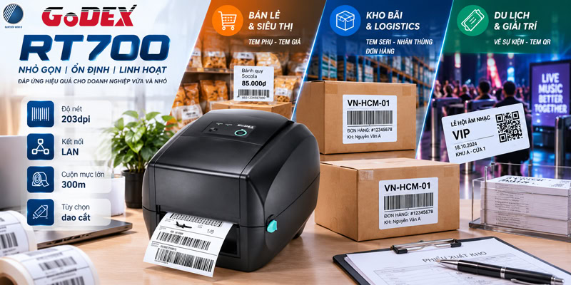 Ứng dụng của máy in mã vạch GoDEX RT700 Ứng dụng của máy in mã vạch GoDEX RT700