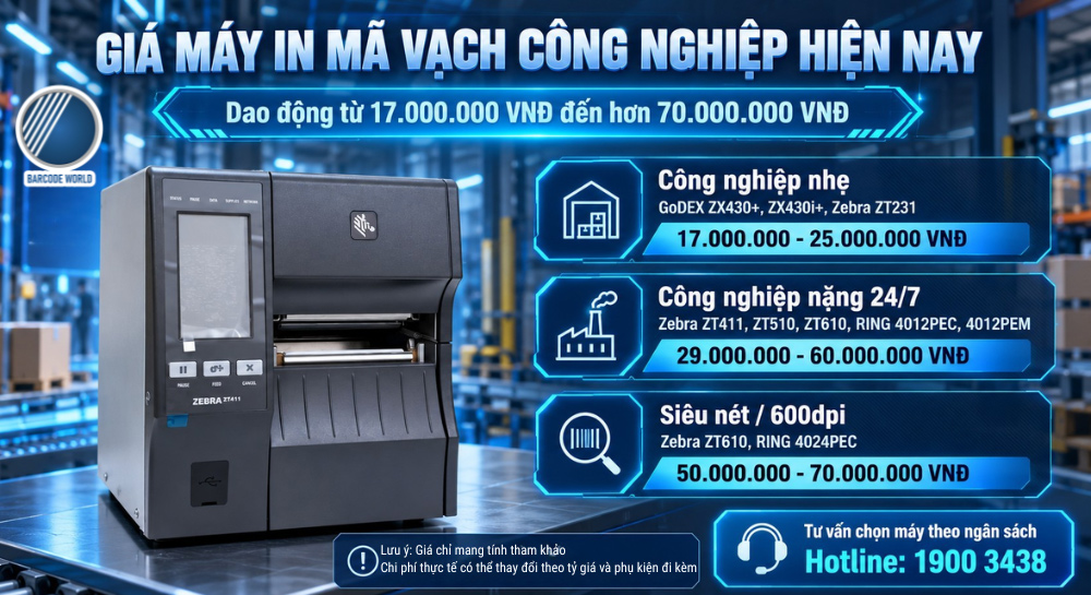 Bảng báo giá máy in mã vạch công nghiệp theo từng phân khúc Bảng báo giá máy in mã vạch công nghiệp theo từng phân khúc