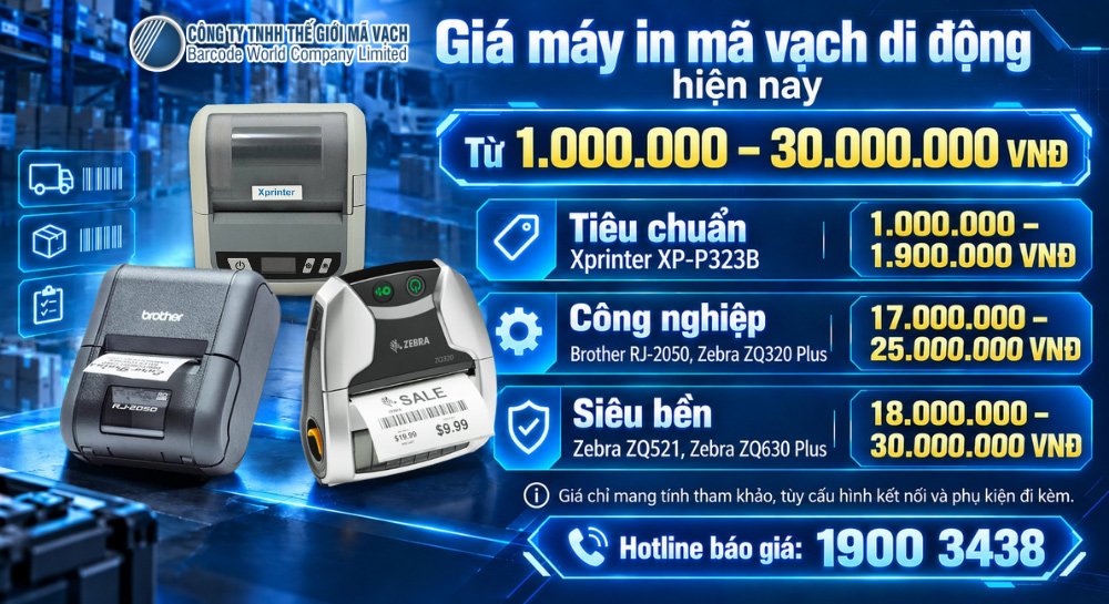 Bảng báo giá máy in mã vạch di động hiện nay Bảng báo giá máy in mã vạch di động hiện nay