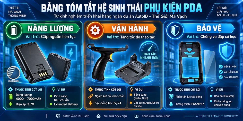 Bảng tóm tắt hệ sinh thái phụ kiện PDA Bảng tóm tắt hệ sinh thái phụ kiện PDA