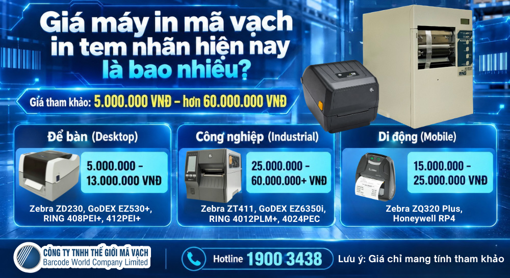 Báo giá máy in mã vạch in tem nhãn, barcode chính hãng
