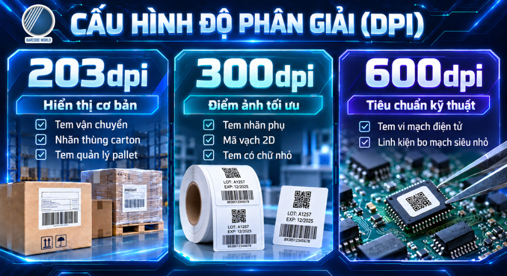 Lựa chọn độ phân giải DPI cho máy in mã vạch công nghiệp Lựa chọn độ phân giải DPI cho máy in mã vạch công nghiệp