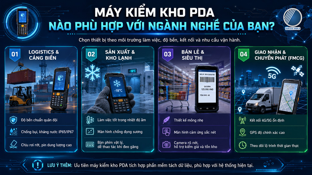 Chọn máy kiểm kho PDA phù hợp với ngành nghề Chọn máy kiểm kho PDA phù hợp với ngành nghề