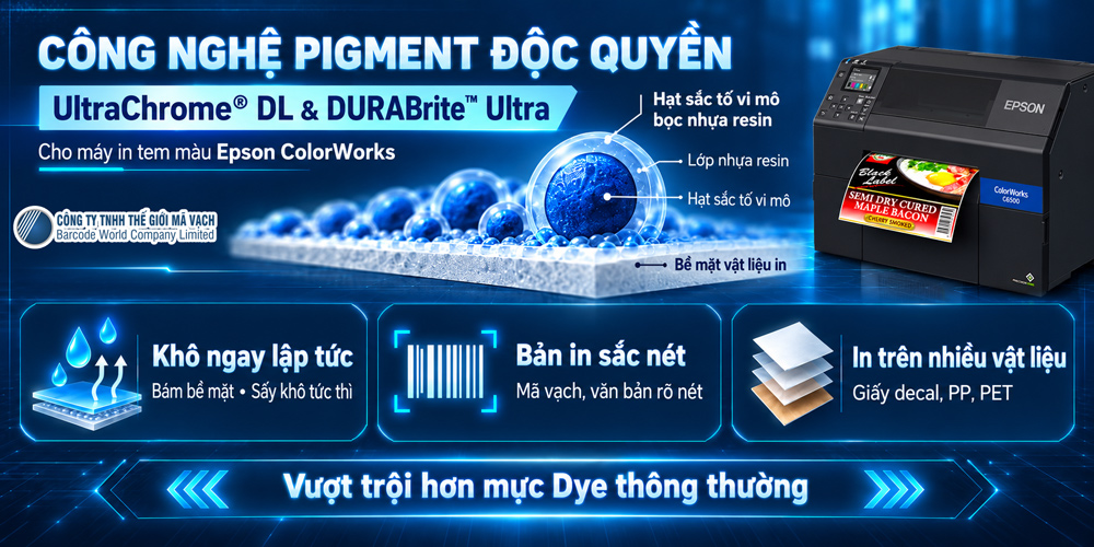 Công nghệ Pigment máy in tem màu Epson ColorWorks Công nghệ Pigment máy in tem màu Epson ColorWorks