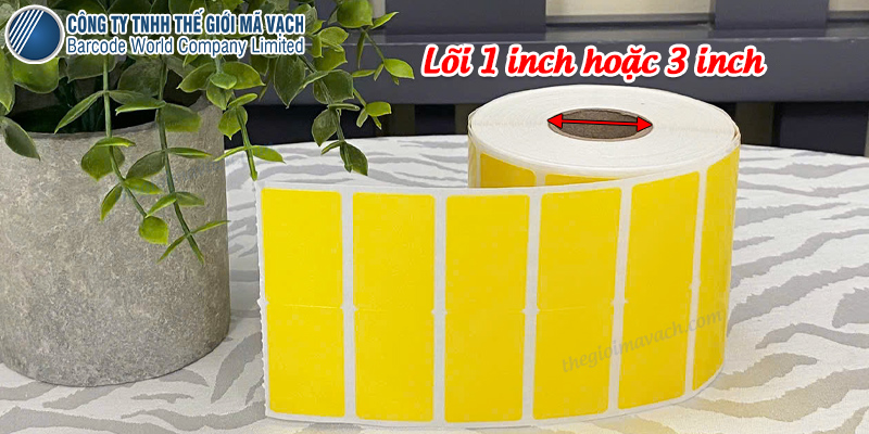 Cuộn decal giấy keo remove 35x22mmx2 màu vàng lõi 1 đến 3 inch Cuộn decal giấy keo remove 35x22mmx2 màu vàng lõi 1 đến 3 inch