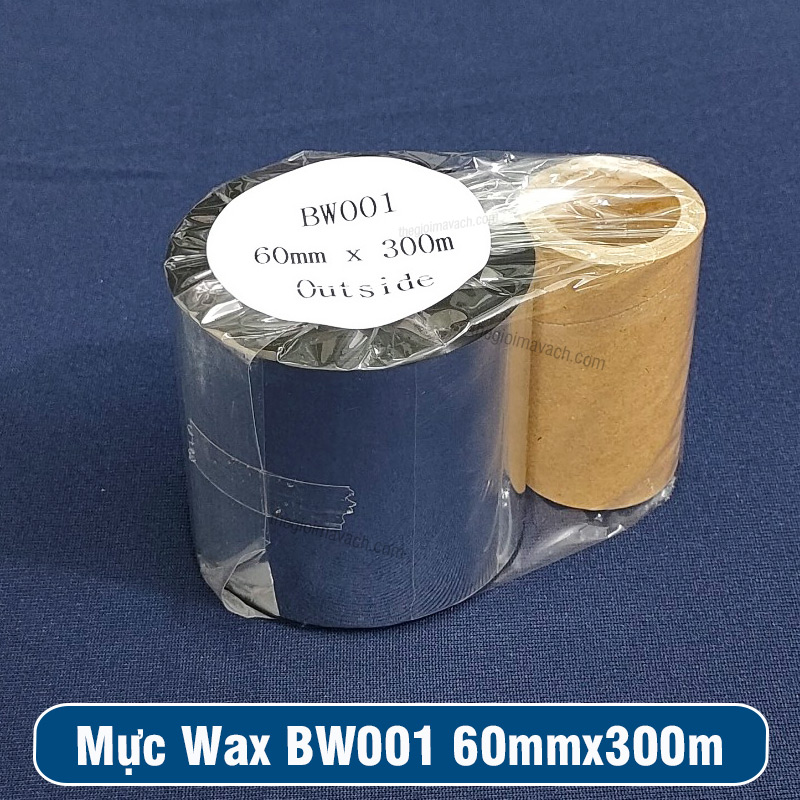 Cuộn mực in mã vạch Wax 60mmx300m màu đen