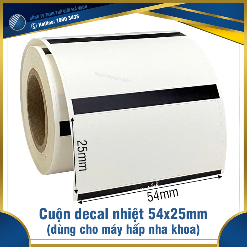 Decal nhiệt 54x25mm cuộn 8m cho máy hấp nha khoa