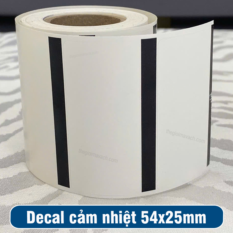 Decal cảm nhiệt 54x25mm cuộn 8m