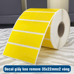 Decal giấy keo remove 35x22mmx2 màu vàng