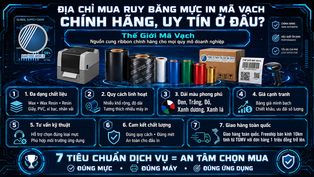 Địa chỉ cung cấp mực in mã vạch chính hãng, chất lượng Địa chỉ cung cấp mực in mã vạch chính hãng, chất lượng