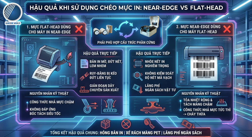 Hậu quả dùng sai mực in Near Edge và Flat Head Hậu quả dùng sai mực in Near Edge và Flat Head