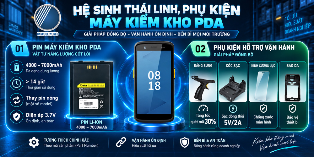 Hệ sinh thái linh, phụ kiện máy kiểm kho PDA Hệ sinh thái linh, phụ kiện máy kiểm kho PDA