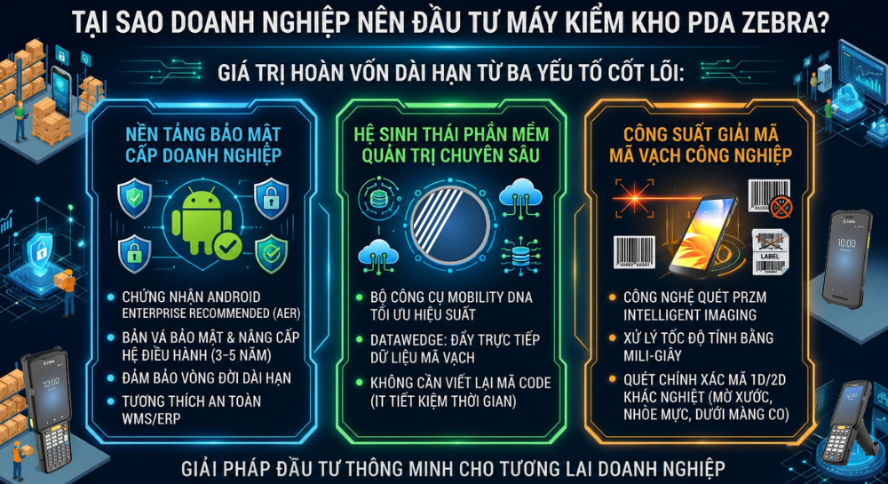 Lý do nên đầu tư máy kiểm kho PDA Zebra Lý do nên đầu tư máy kiểm kho PDA Zebra