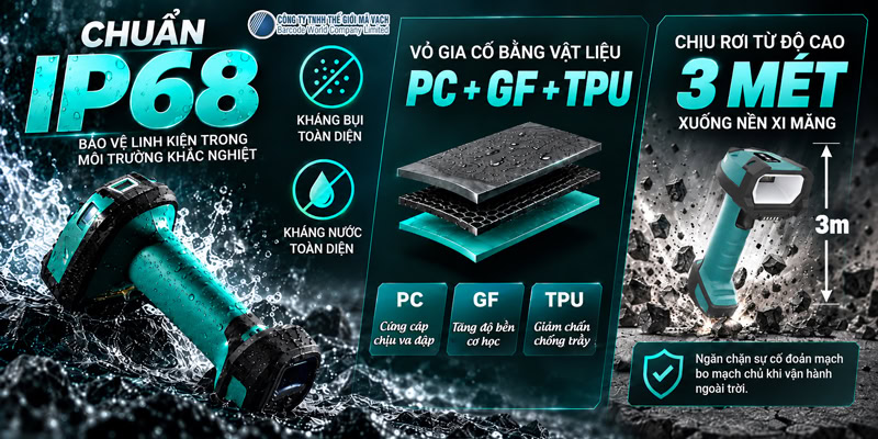 Máy quét mã vạch iData J20-BT chuẩn công nghiệp IP68 Máy quét mã vạch iData J20-BT chuẩn công nghiệp IP68