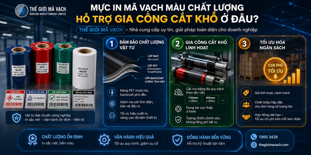 Mua mực in mã vạch màu chất lượng, hỗ trợ gia công cắt khổ Mua mực in mã vạch màu chất lượng, hỗ trợ gia công cắt khổ