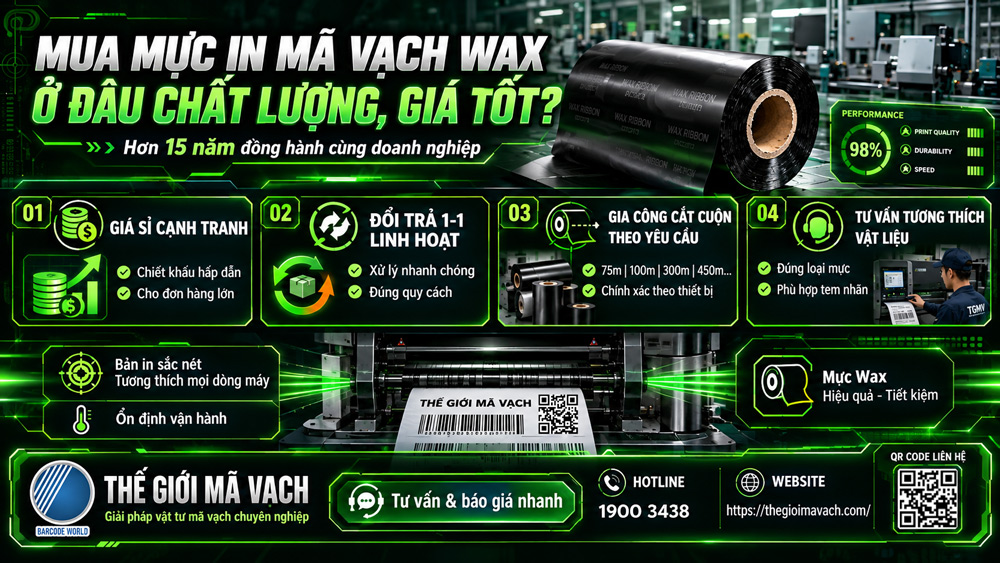 Mua mực in mã vạch Wax (Wax Ribbon) giá tốt, chất lượng Mua mực in mã vạch Wax (Wax Ribbon) giá tốt, chất lượng