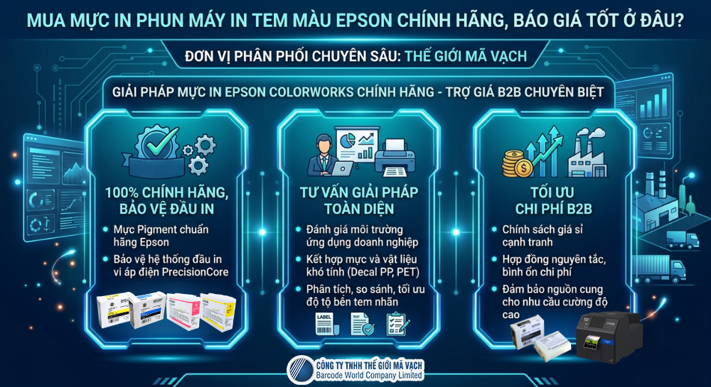 Thế Giới Mã Vạch phân phối mực in phun Epson chính hãng, giá tốt Thế Giới Mã Vạch phân phối mực in phun Epson chính hãng, giá tốt