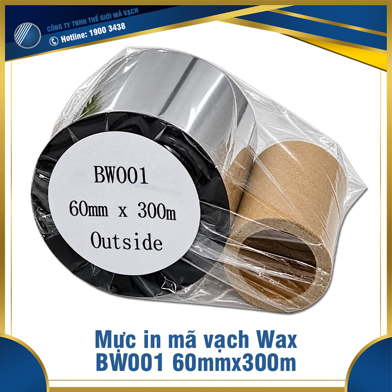 Mực in mã vạch wax 60mmx300mm đen