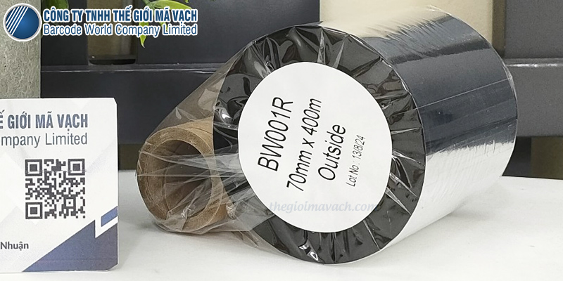 Mực in mã vạch wax BW001R 70mmx400m cấu tạo từ sáp Mực in mã vạch wax BW001R 70mmx400m cấu tạo từ sáp