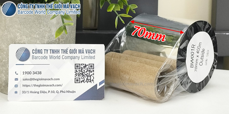 Mực in mã vạch wax BW001R rộng 70mm cuộn 400m Mực in mã vạch wax BW001R rộng 70mm cuộn 400m