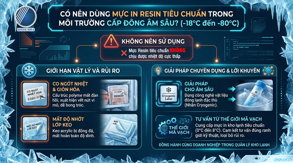 Mực in Resin tiêu chuẩn không thích hợp cho môi trường cấp đông âm sâu Mực in Resin tiêu chuẩn không thích hợp cho môi trường cấp đông âm sâu