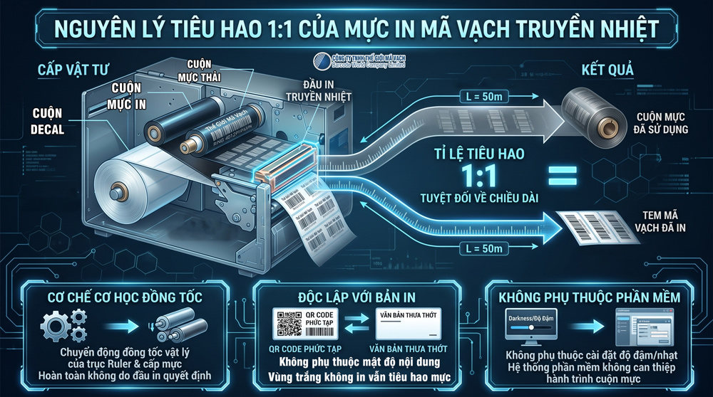 Nguyên lý tiêu hao 1:1 của mực in mã vạch truyền nhiệt Nguyên lý tiêu hao 1:1 của mực in mã vạch truyền nhiệt