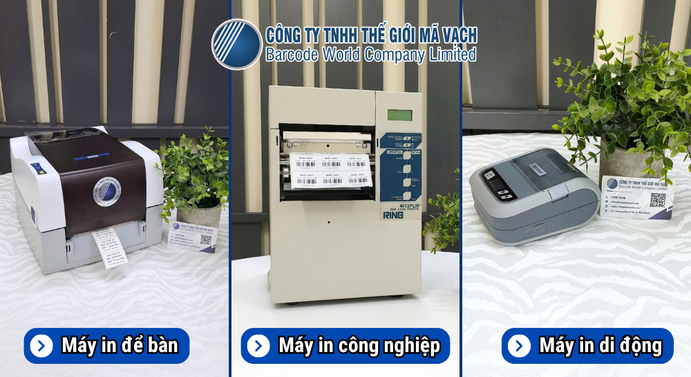 Phân khúc máy in mã vạch để bàn, công nghiệp, di động