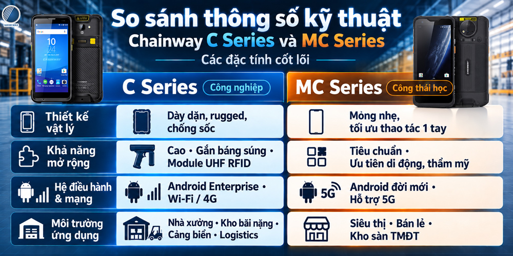 So sánh dòng Máy kiểm kho PDA Chainway C và MC Series So sánh dòng Máy kiểm kho PDA Chainway C và MC Series