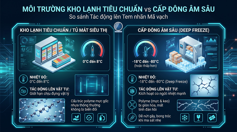 So sánh tác động đến tem nhãn của môi trường kho lạnh tiêu chuẩn và cấp đông âm sâu So sánh tác động đến tem nhãn của môi trường kho lạnh tiêu chuẩn và cấp đông âm sâu