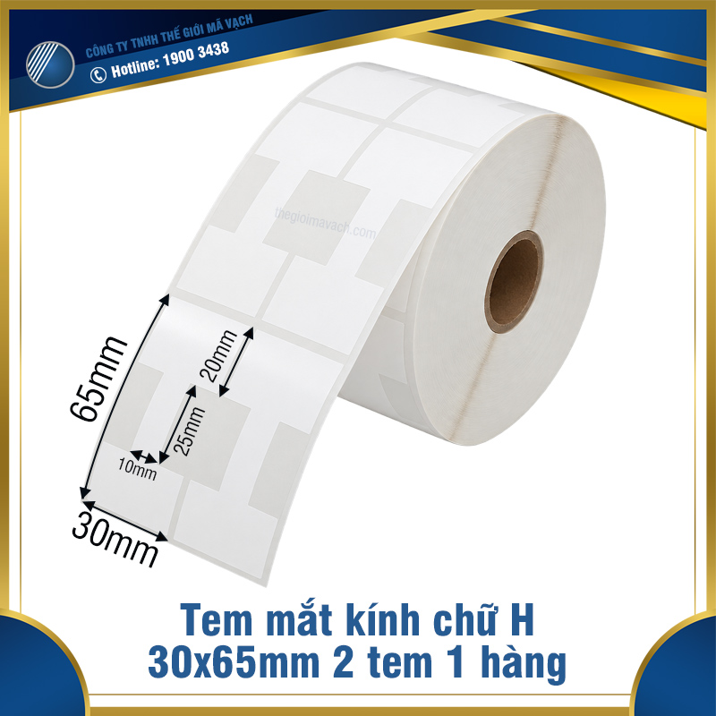 Tem mắt kính 30x65mm chữ H 2 tem