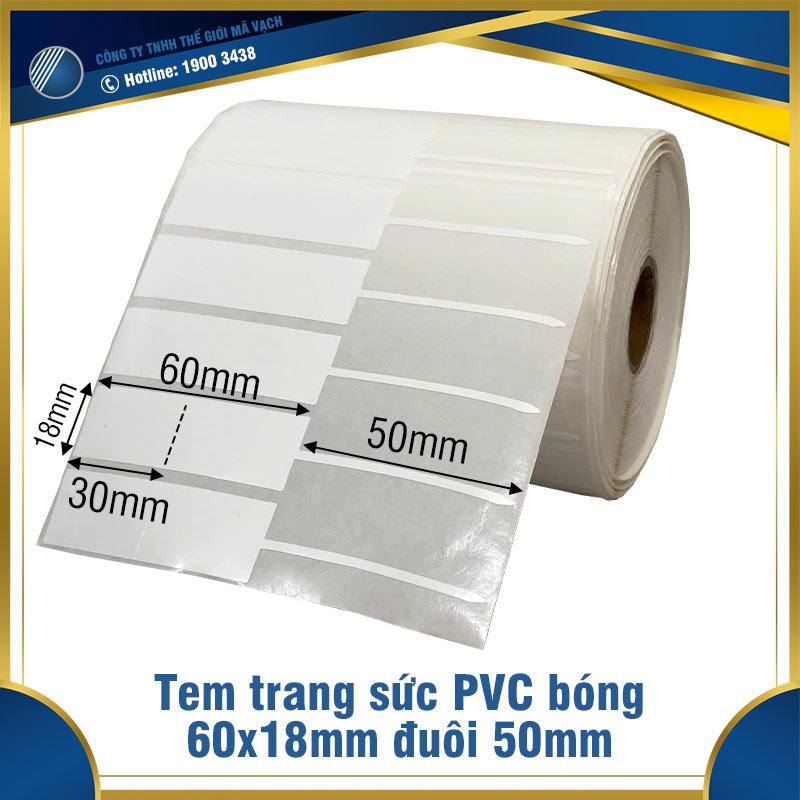 Tem trang sức chữ t pvc bóng 60x18mm đuôi 50mm