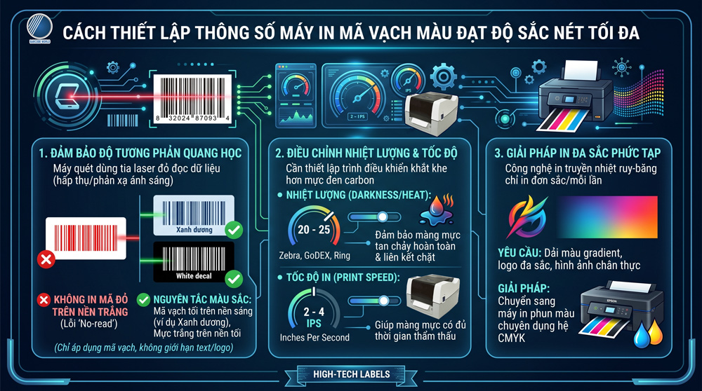 thiet lap thong so may in ma vach mau toi uu Thiết lập thông số máy in mã vạch màu tối ưu