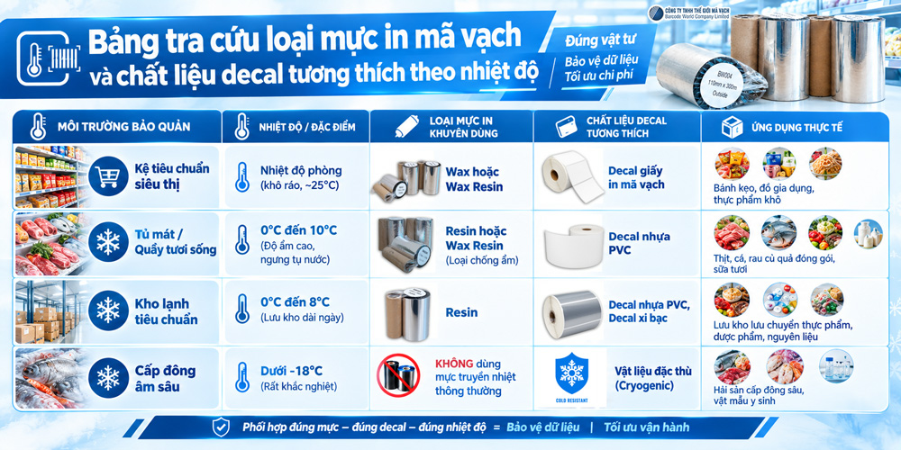 Tra cứu nhanh loại mực in mã vạch và chất liệu decal tương thích theo nhiệt độ Tra cứu nhanh loại mực in mã vạch và chất liệu decal tương thích theo nhiệt độ