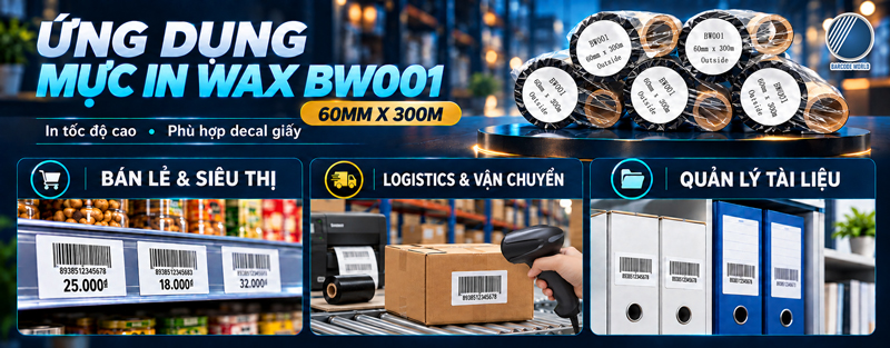 Ứng dụng thực tế của mực in mã vạch wax 60mmx300mm Ứng dụng thực tế của mực in mã vạch wax 60mmx300mm